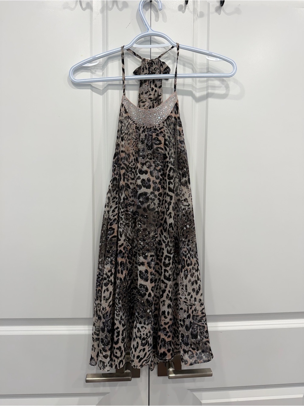 Victoria’s Secret Leopard Print Halter Dress with Sparkle Trim Size Large